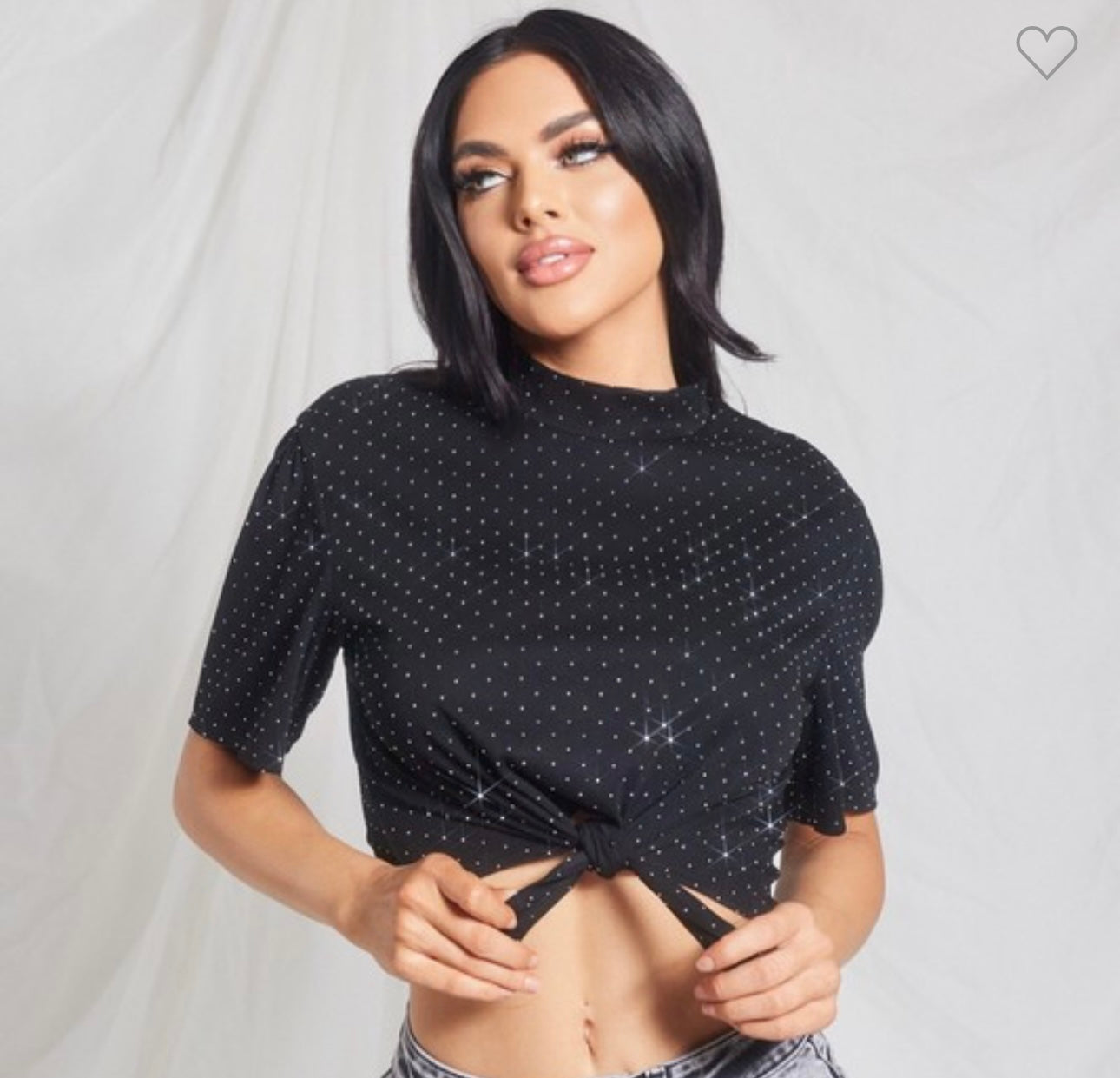 Cropped Rhinestone Top