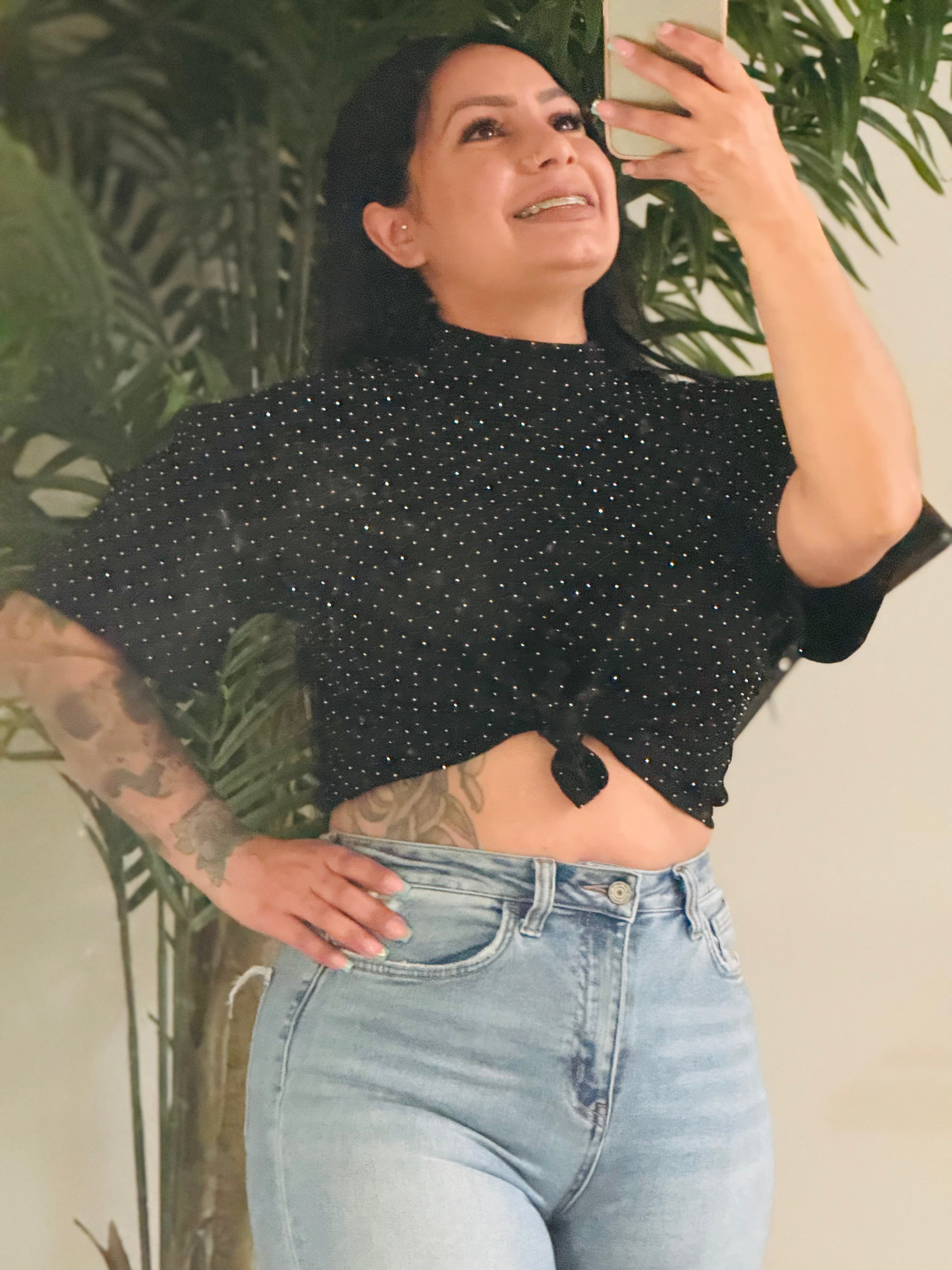 Cropped Rhinestone Top