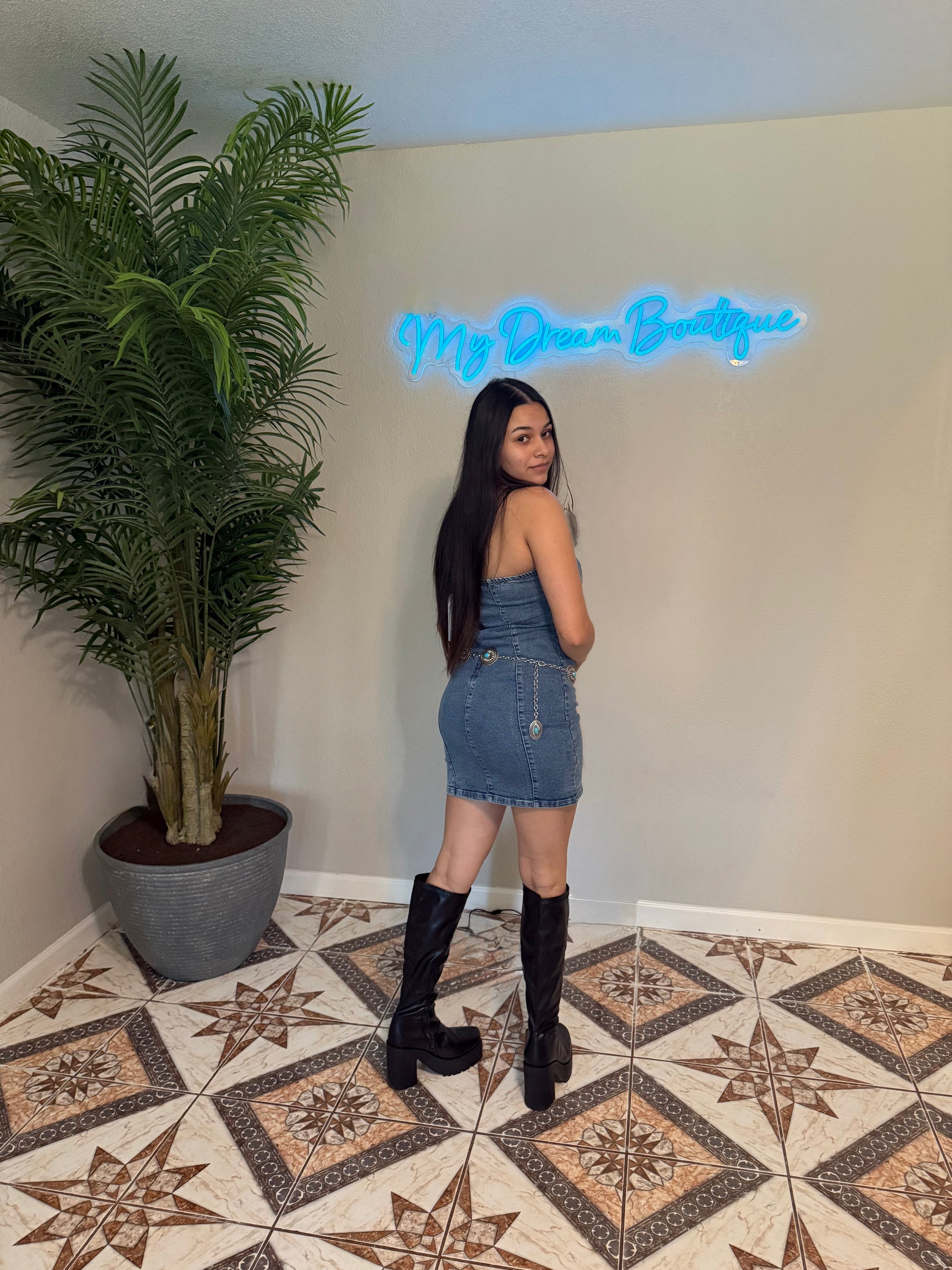 Strapless Denim Mini Dress